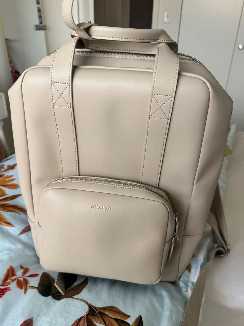 Monos Beige Vegan Leather Backpack
